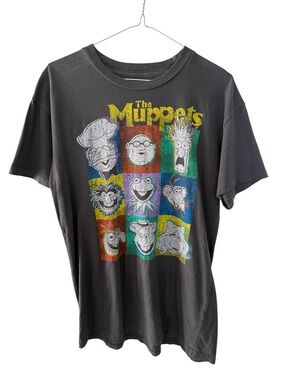 The Muppets Disney Vintage Graphic Tee Shirt Grey Multicolor Print Men’s Large